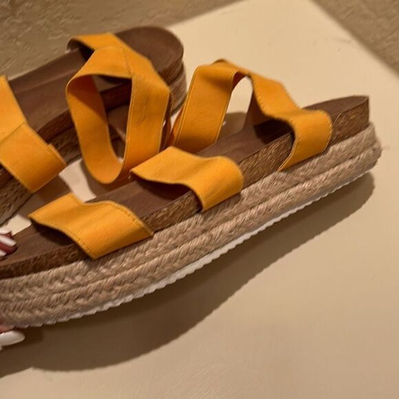 Forever 21 Womens Size 10 Orange Platform Sandals Open Toe Ankle Strappy - Picture 5 of 7